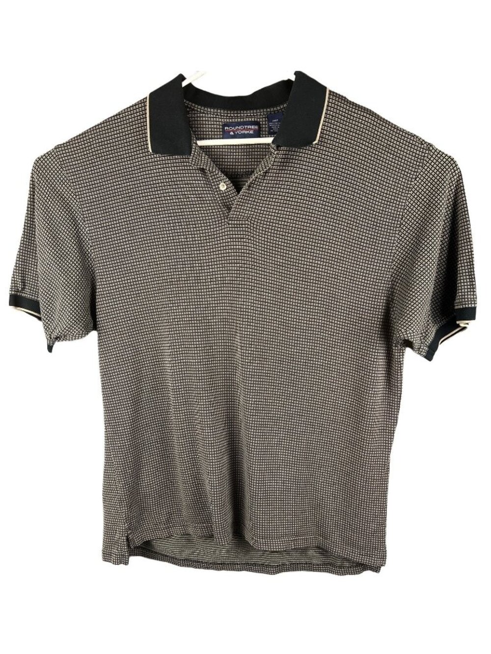 Roundtree & Yorke Black & White Checkered Polo Shirt 2XLT 100% Cotton